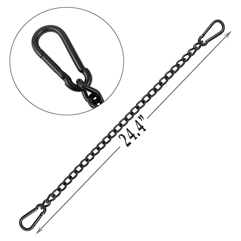 3X Cadena de silla colgante de acero con 6 mosquetones, kit de cadena de hamaca para columpio de porche resistente, para columpios de hamaca (66 cm)