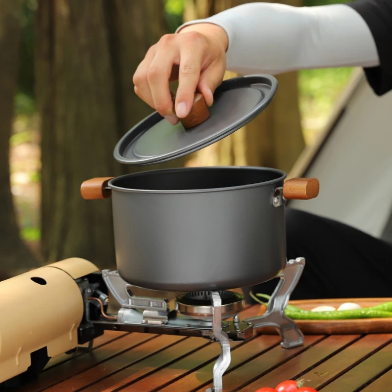 2.8/4L Large Capacity Hot Pot Ultra-Light Aluminum Alloy Outdoor Camping Barbecue Camping Pot For 3-5 People