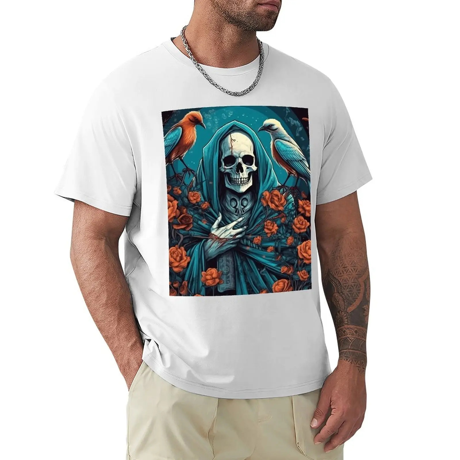 Nuestra Se?ora de la Santa Muerte Mother of Death T-shirt customs hippie clothes Aesthetic clothing men t shirt