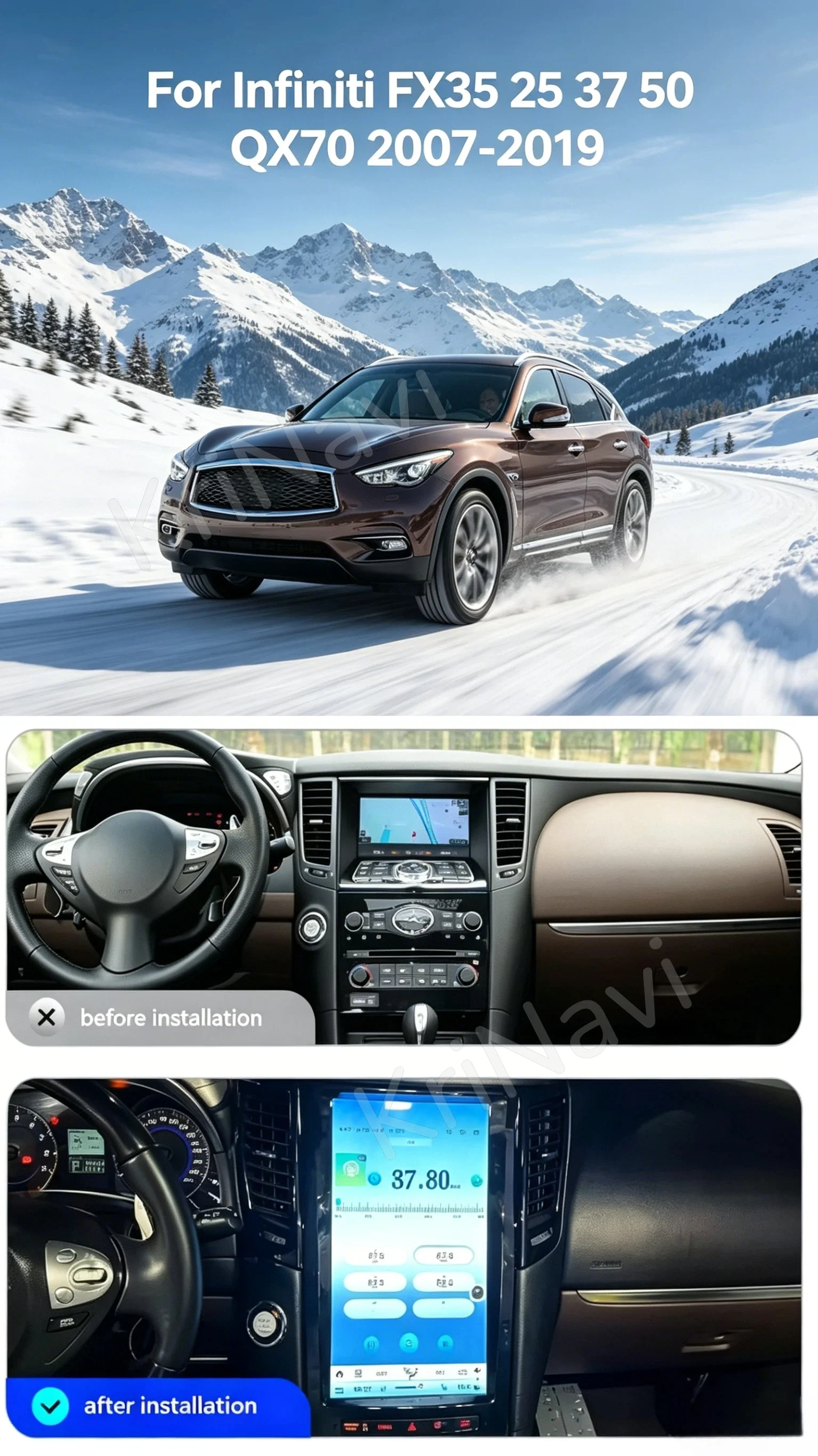 Android 14 Car Radio For Infiniti FX FX25 FX35 FX37 QX70 2009 2010 2011 2012 2013 2014 2015 2016 GPS 5G Carplay Stereo Head Unit