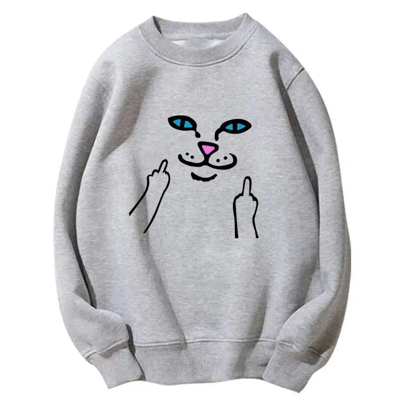 الفكاهة المطبوعة للجنسين قسط Crewneck البلوز البلوز الكلاسيكية طويلة الأكمام عارضة المتسكعون نمط الشارع دافئ مريح