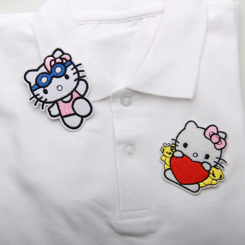 New Fashion Trend Sanrio Helloes Kittys Anime Patch Clothes Embroidery on Clothes Pants Cartoon DIY Fusible Patch for Hoodies