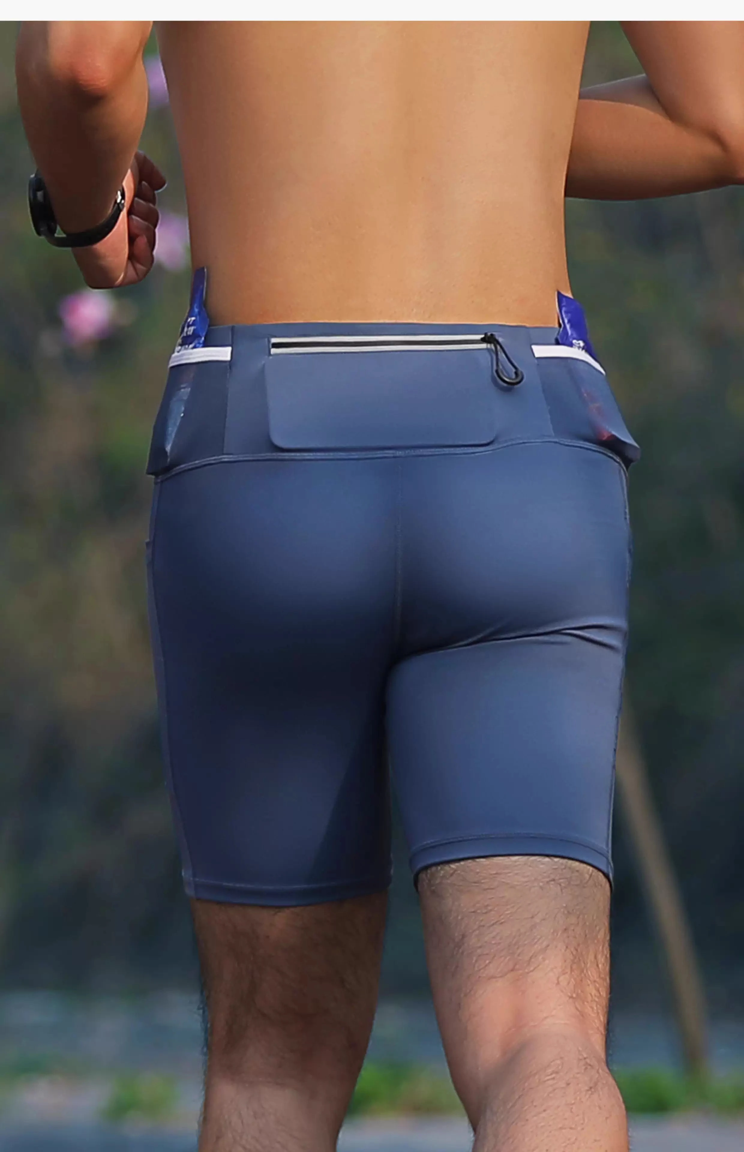 Kompressions-Marathon-Laufshorts für Herren und Damen mit mehreren Taschen, Training, Joggen, Radfahren, Fitness, Strumpfhosen, Shorts, schnell trocknend – Detail 13