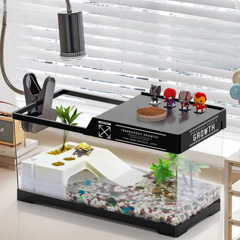 

Turtle, Household Turtle Box With Sundeck With Climbing Villa Ecological Landscaping, Covered Fish Tank