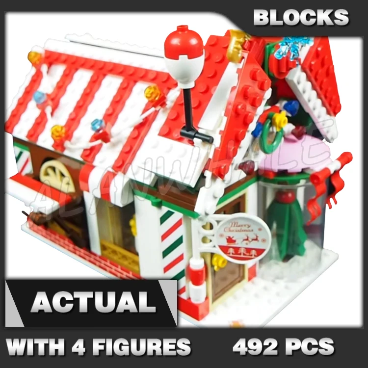 

492pcs Christmas Winter Village Santa's Workshop Store Red White Shop Snowman 20061 Building Blocks Set Compatible With Model