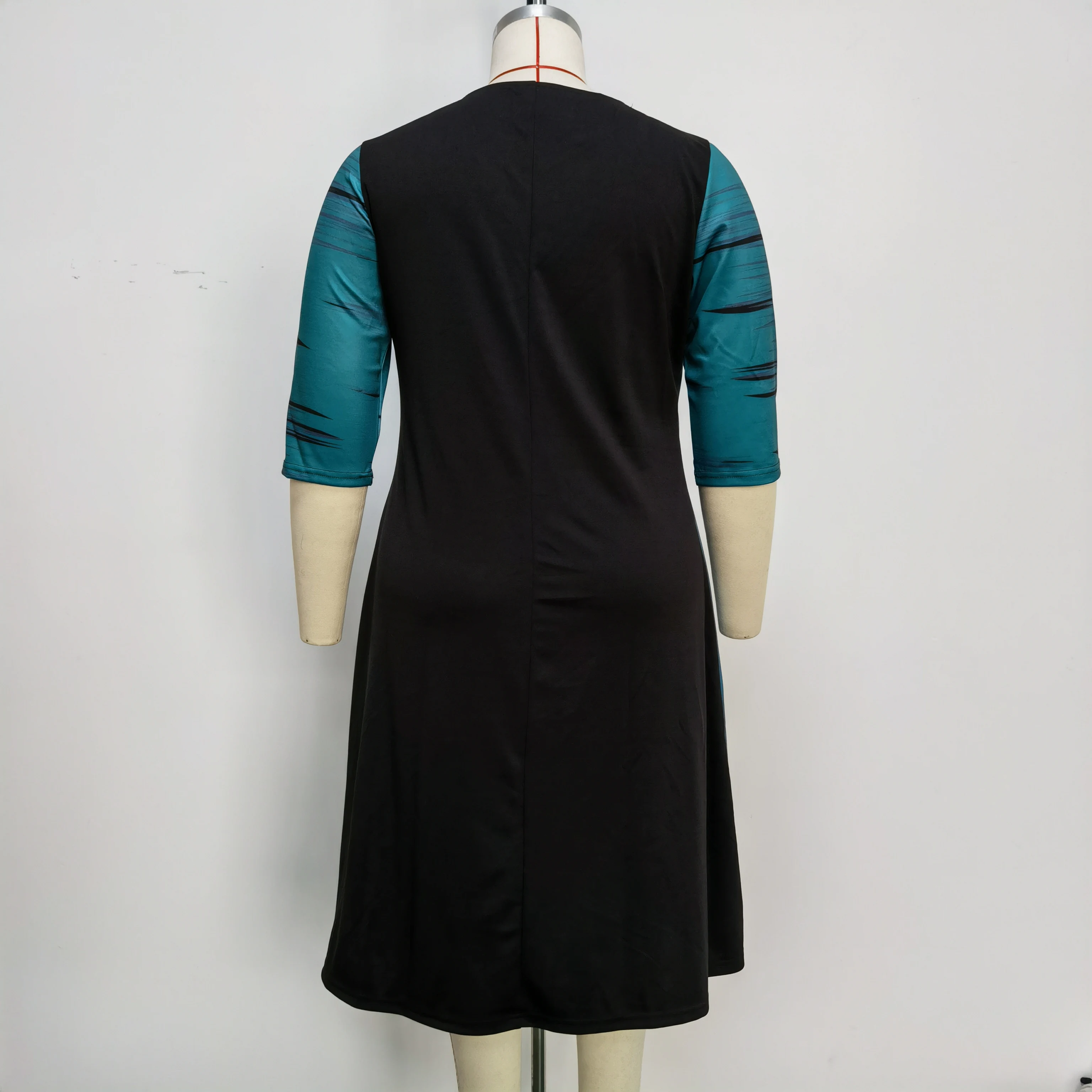 Plus Size New Fashional Three Quarter Sleeve Floral Print Turkey Style African Midi Dresses For Women