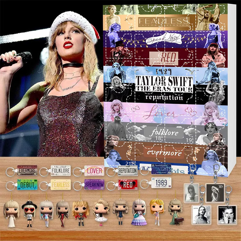 Taylor 24 Days Christmas Advent Countdown Calendar 2D Acrylic Decoration And Keychain Surprise To Favorite Countdown for Fans