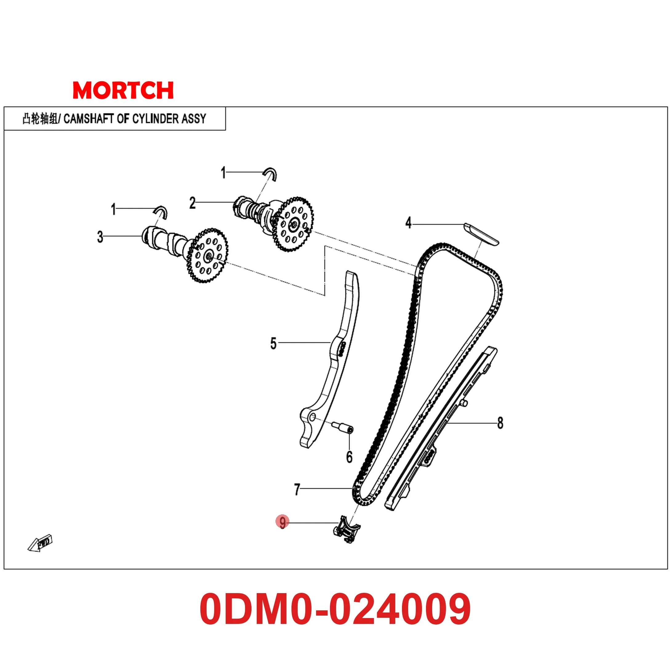 For CFMoto Chain Guard 0DM0-024009 Timing Chain Guide CForce C4/C5 250NK 250SR 300NK 300SR Engine Parts
