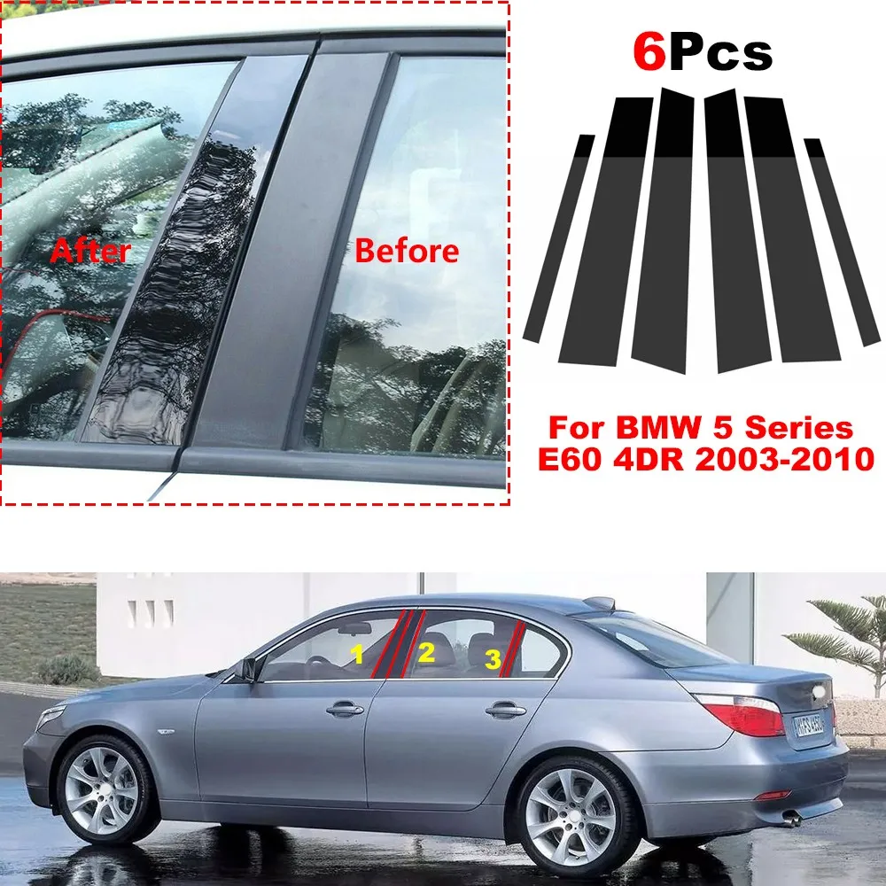 

Glossy Black Car Window Pillar Posts Door Trims Cover for BMW 5 Series E60 E61 4DR 2003-2010 Exterior Parts BC Column Sticker