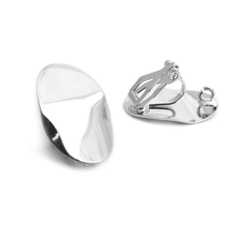 18K Gold Color Brass Wave Oval Shape Earrings Clips High Quality Diy Jewelry Making Earrings Accessories for Women