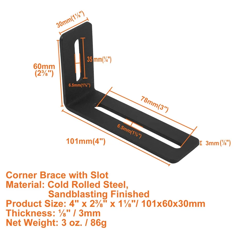 【NEW】4 Inch Adjustable Angle Bracket Right Angle Brackets For Wood,L-Shape Corner Brace With Slot