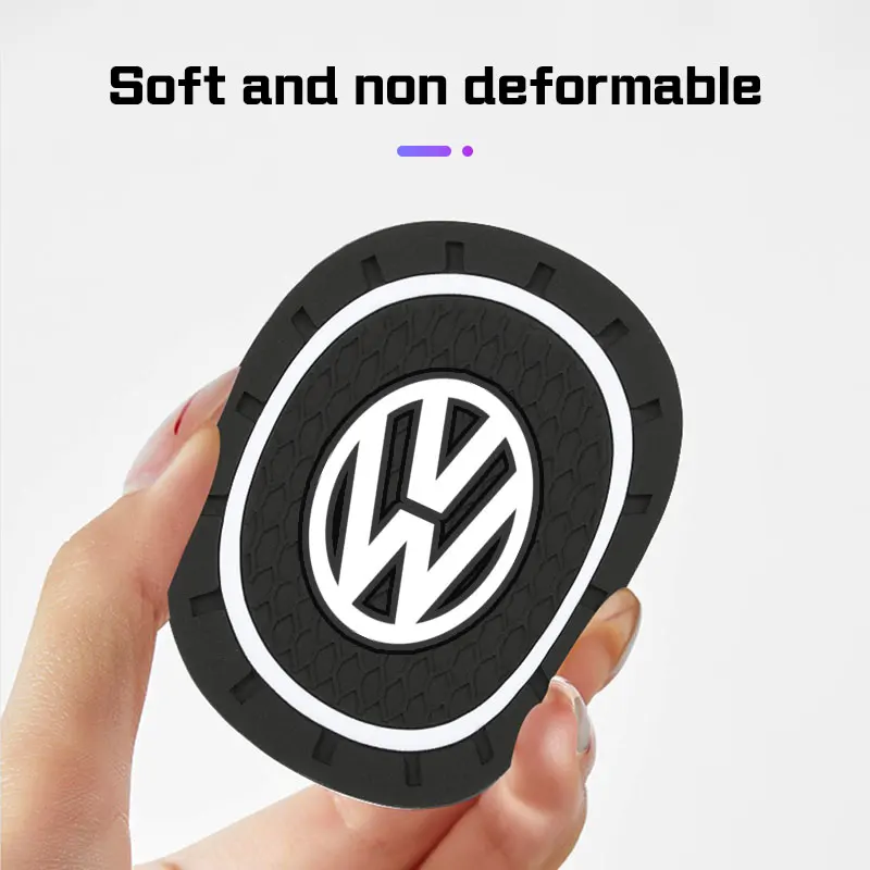 2pcs Car Cup Holder Mat Leather Water Coaster Pad For VW Volkswagen VW ID3 ID4 Golf 7 8 MK8 T-cross Passat B8 Tiguan Jetta Skoda view 4