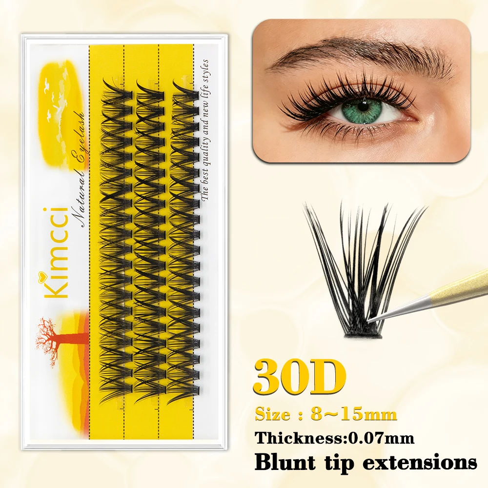 Kimcci 30D Blunt Tip Eyelashes Natural Fluffy Lashes,Soft & Voluminous,3D Cruelty-Free False lashes for Daily Wear,Easy to Apply