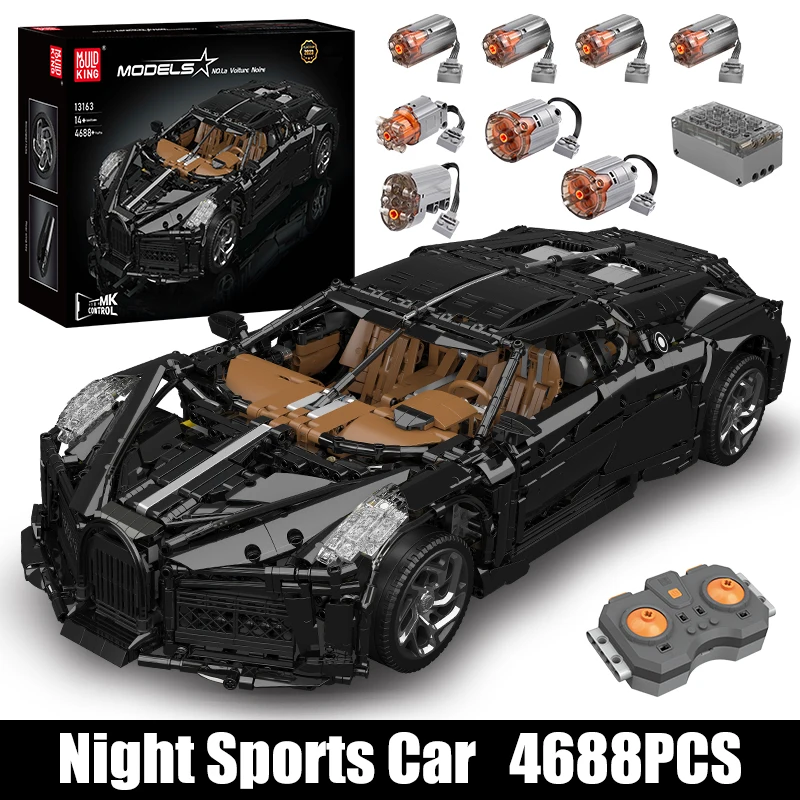 Mould King 13163 Technische Auto Bouwblokken De Afstandsbediening La Voiture Noire Sportwagen Model Speelgoed Kinderen Kerstcadeaus