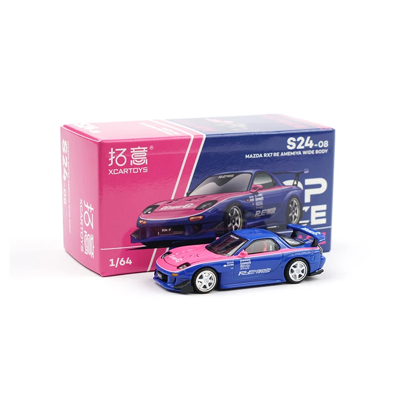 

Модель автомобиля XCARTOYS Float [S24-08] Mazda RX7 RE Rain Palace — сине-розовая, из сплава