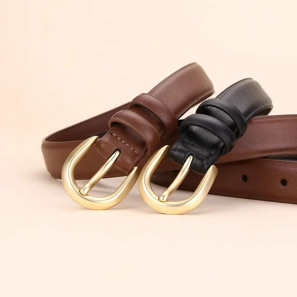 Luxury Brand Women's Versatile Decorative Leather Belt Business High-end Sense Fashionable Matte Needle Buckle Simple Belt