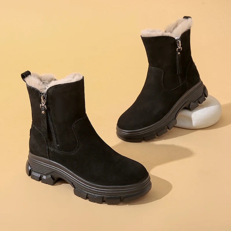 

Fashion Snow Boots for Women 2024 New Comfortable Winter Zipper Thick Sole Warm Plush Casual Outdoor Non Slip Cotton Boots