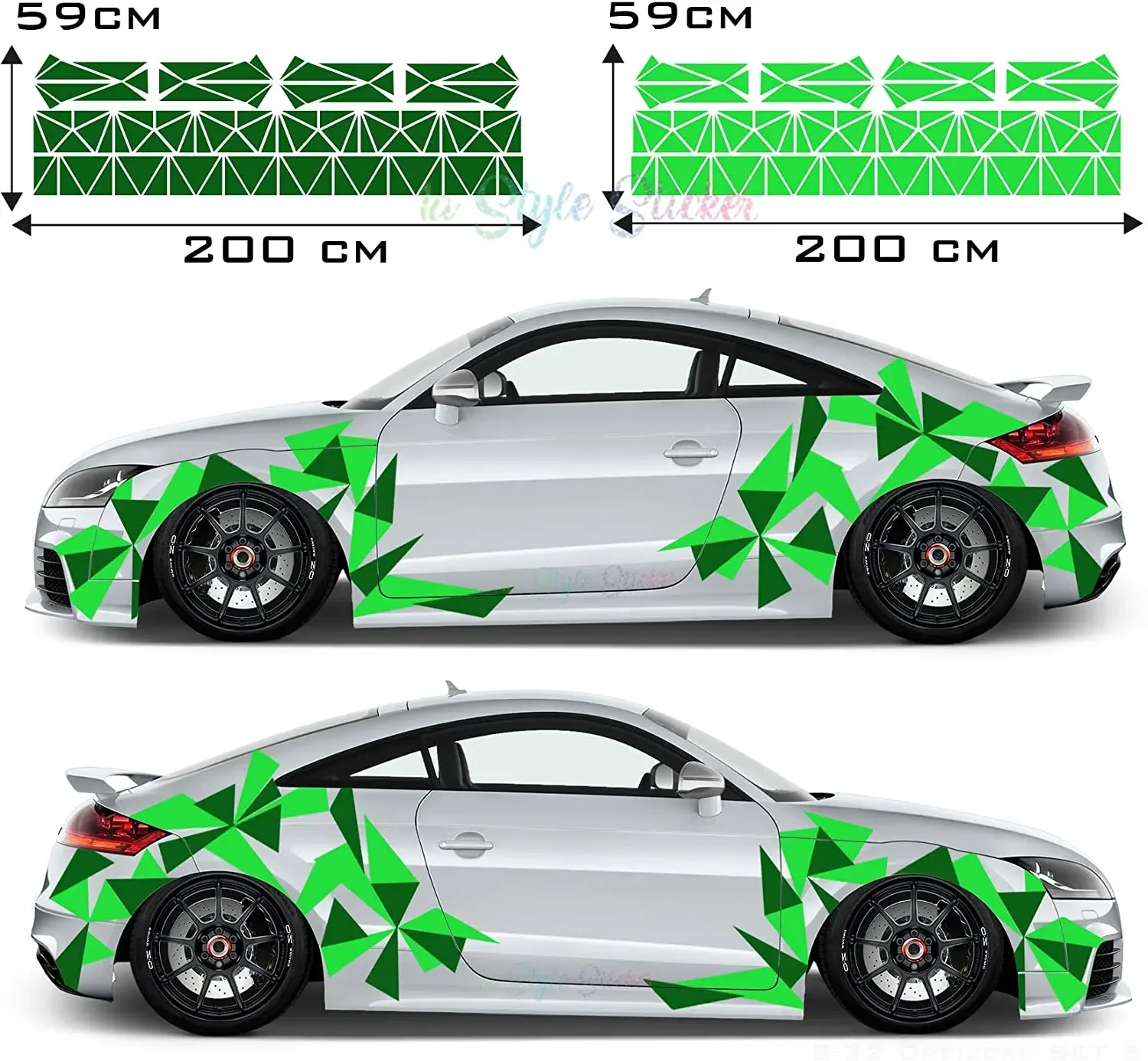 Autocollant latéral Triangle voiture tatouage nouveau carré décalcomanie mélange ensemble 2 couleurs 194 pièces Camouflage Style nouveau