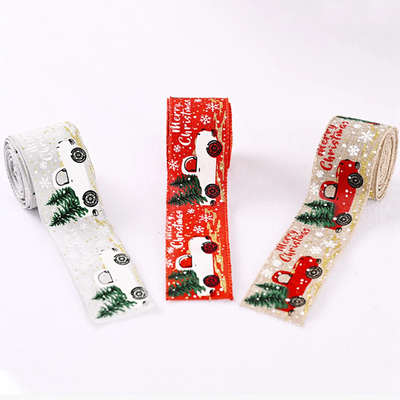3PCS Christmas Celebration Supplies, Car Christmas Tree Ribbon, Decorative Ribbon, Ribbon, Creative Ribbon White