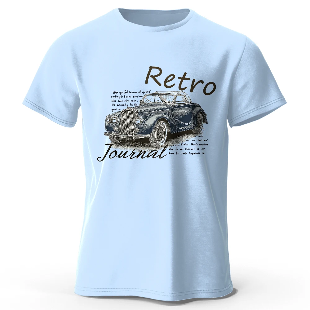 Vintage Chrome Era Auto bedruckt Unisex Männer Frauen T-Shirt T-Shirts Tops 100 % Baumwolle 1950er Jahre Automobil Grafik Classic Americana