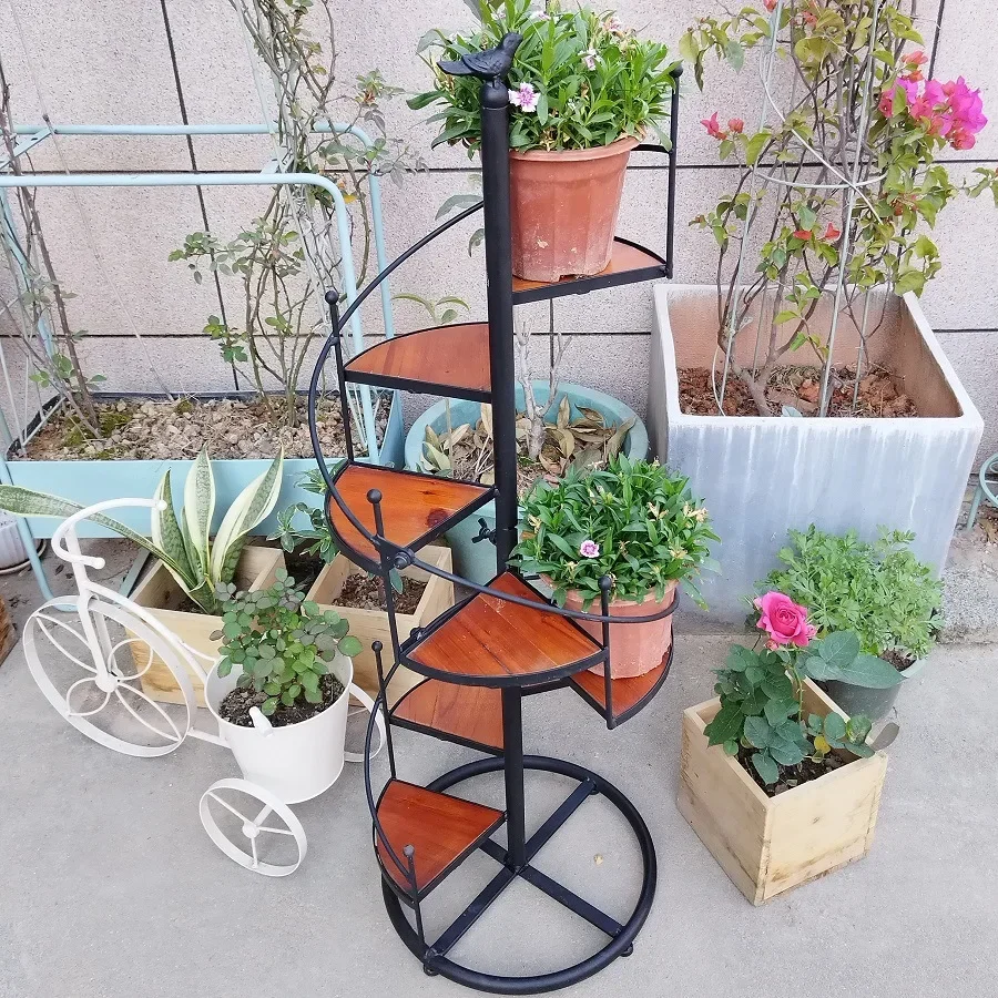 Wrought iron balcony flower stand Multi-layer floor-to-ceiling living room decorative floor-to-ceiling flower pot stand