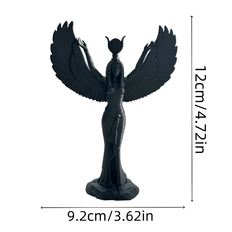Egyptian Isis Goddess Sculpture 3D Printed Ancient Egypt Winged Deity Tabletop Collectible Figurine Study and Wine Cabinet Decor