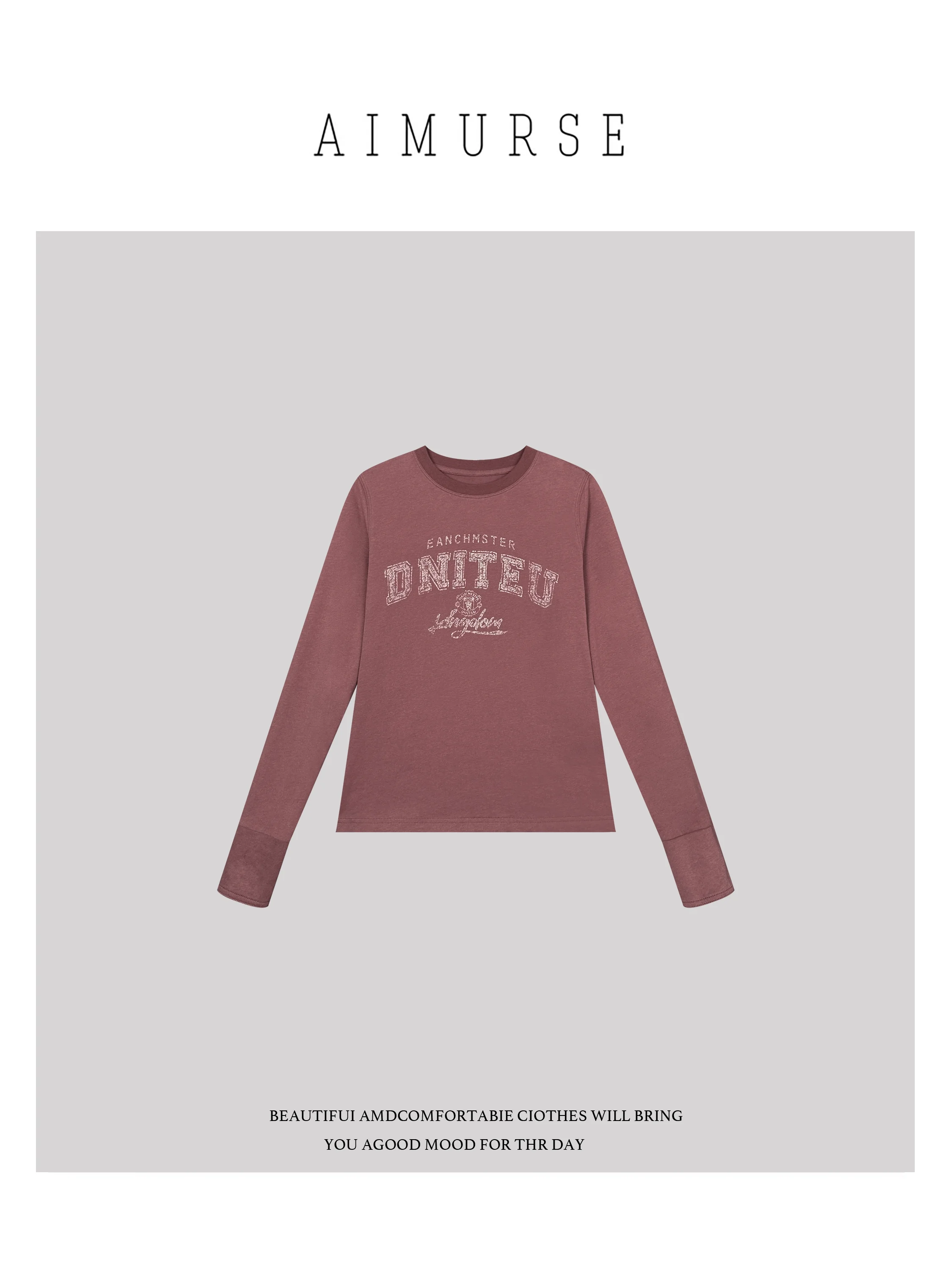 

AIMURSE Faionable Casual Cotton T-irt Pure Cotton Printed Autumn Winter Women's Top Comfortable Breathable Sweat Absorbent