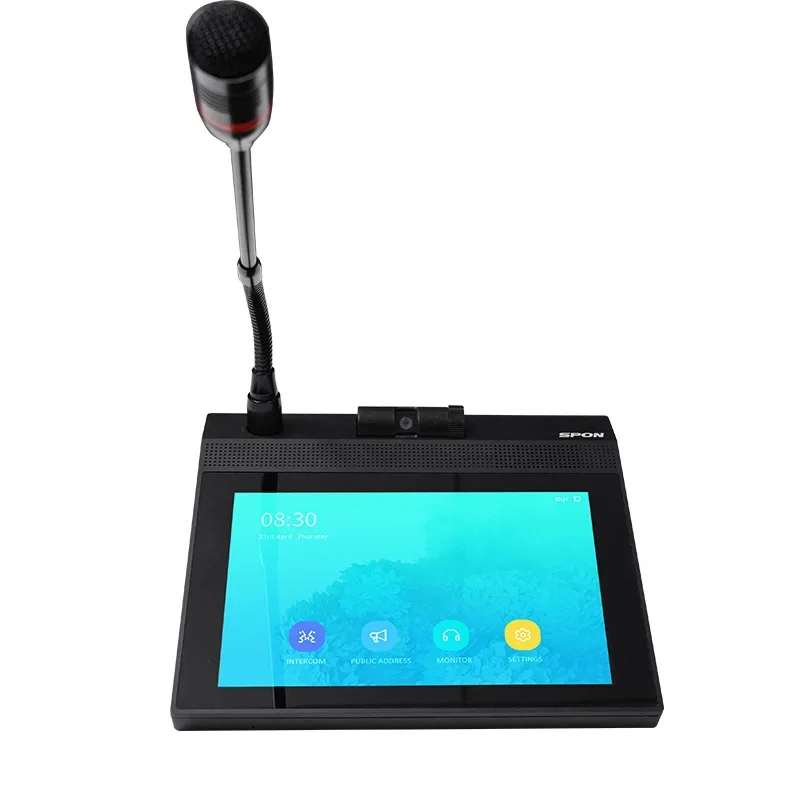 Estação de chamada de intercomunicação IP com tela de toque para sistema de intercomunicação PA de paginação IP
