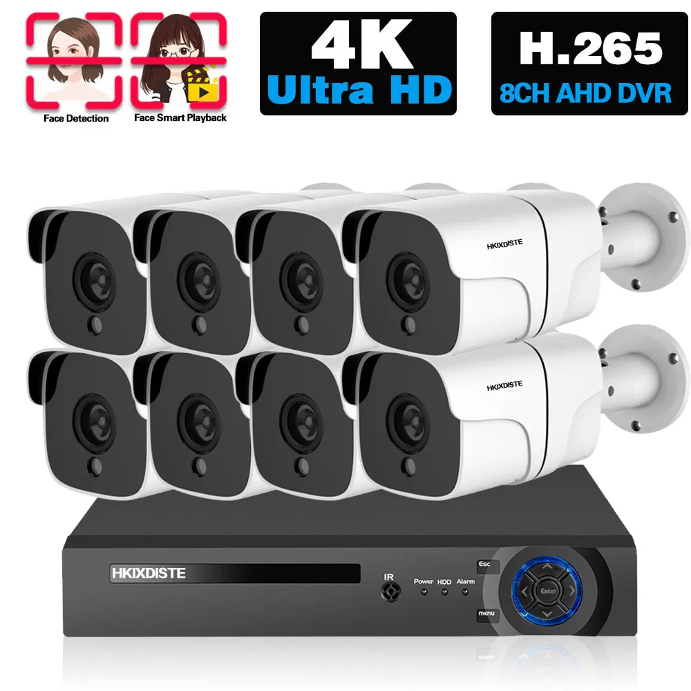 

4K 8CH DVR Kit Outdoor Waterproof AHD CCTV Camera Security System Kit P2P XMEYE 8MP Analog Camera Video Surveillance System Set