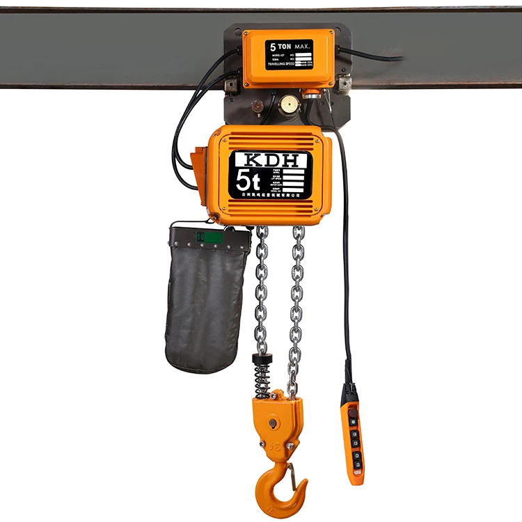 5 Ton Two Chain Dual Speed Traveling Electric Chain Lift Hoist with Trolley
