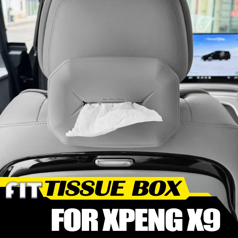 

Коробка для автомобильных салфеток, подходит для Xpeng X9 2024 2025, модифицированная задняя крышка автомобильного сиденья, подвесная бумажная коробка, аксессуары для салона автомобиля