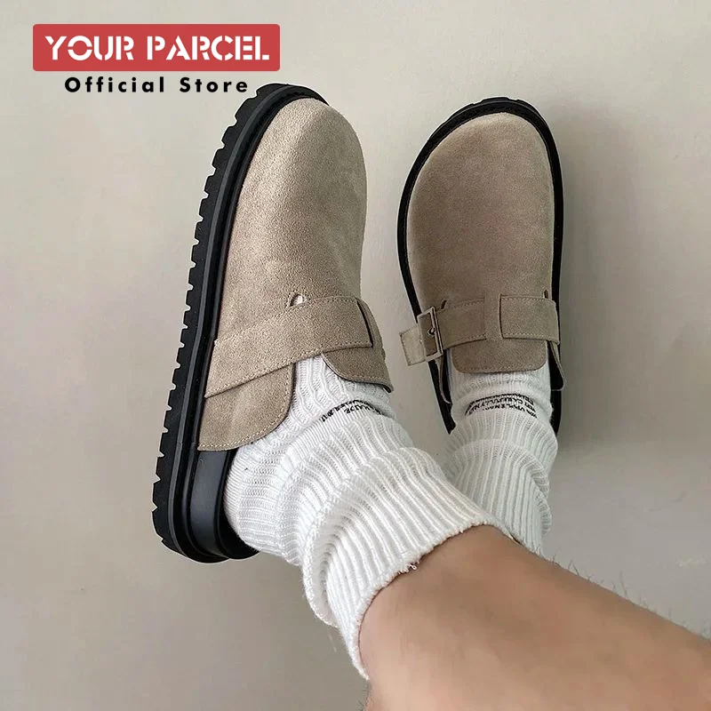 Original handmade birken shoes for men genuine leather suede thick sole full package half slippers worn on outside beach shoes