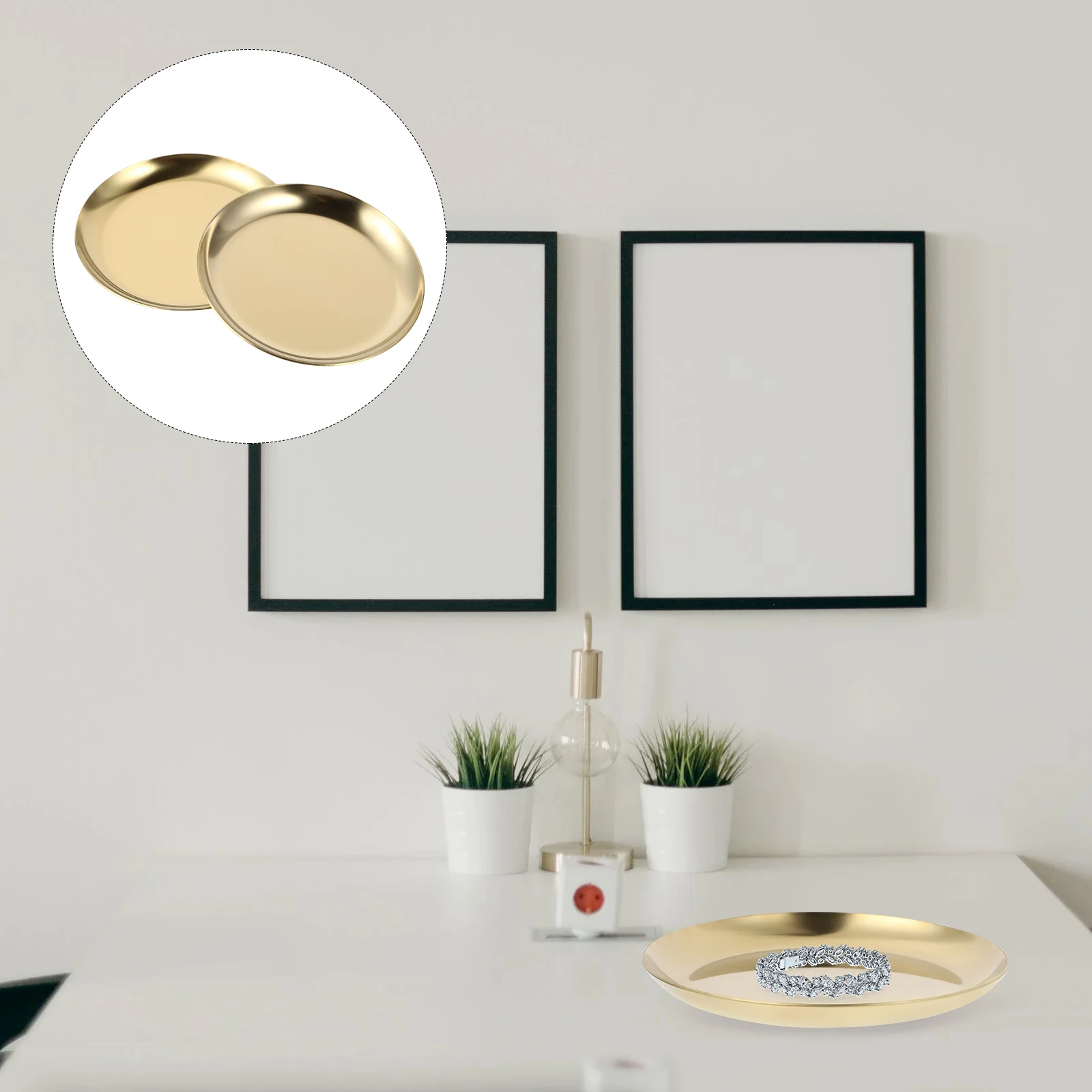 

2pcs Soap Holder Shiny Jewelry Tray Nordic Style Storage Plate Home Decor Golden Stainless Steel Luxury Bath Accessories