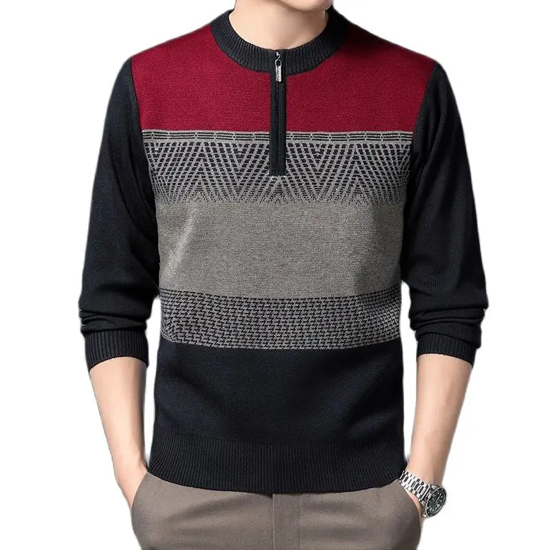 2023 New Arrival Autumn&Spring Top Quality Casual thick warm plaid Sweater Men,Male Pullovers 977