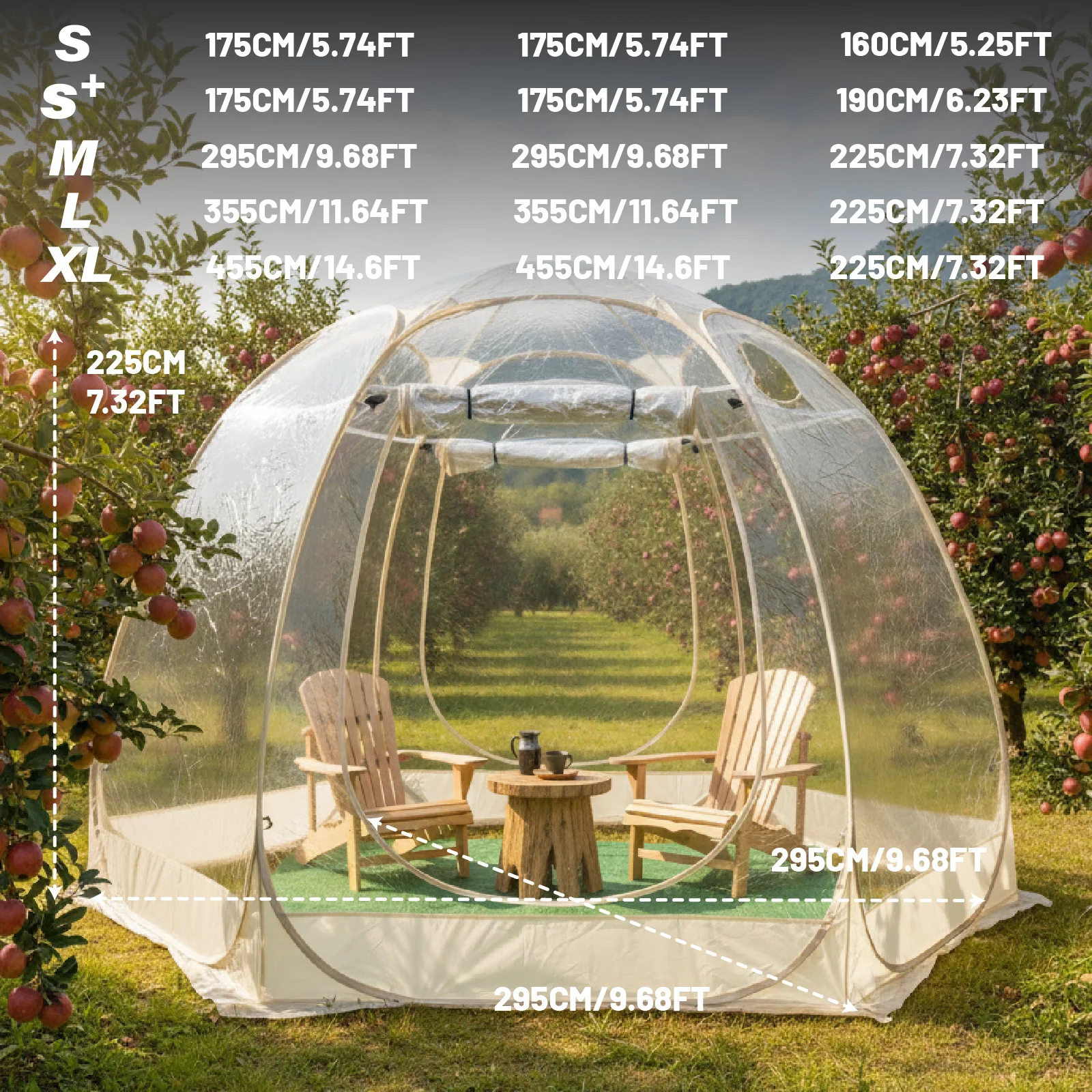 Outdoor Camping Automatic Quick Opening Tent - 1 ชุด เต็นท์ใสแบบพับเก็บได้ ทำจาก PVC โปร่งใส