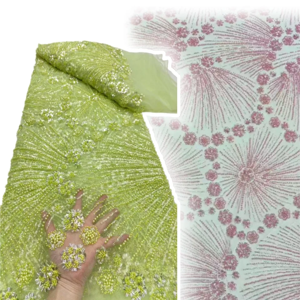 

5 лет французский светлый роскошный дизайн 3D эмбридный сетчатый кружевной бисер с блестками Высококачественная ткань для вечернего вечернего платья CC1174