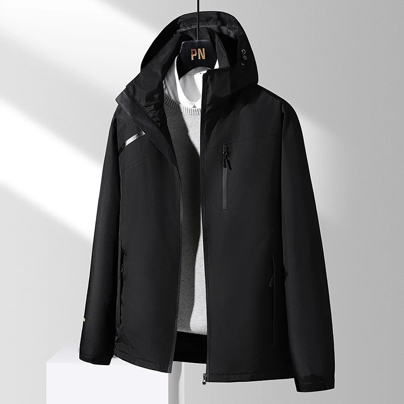 

Men Jacket Hoodie Coat Waterproof Trench Plus Size 6XL 7XL Oversize Fashion Windbreaker Autumn Casual Motorcycle Loose cao7356