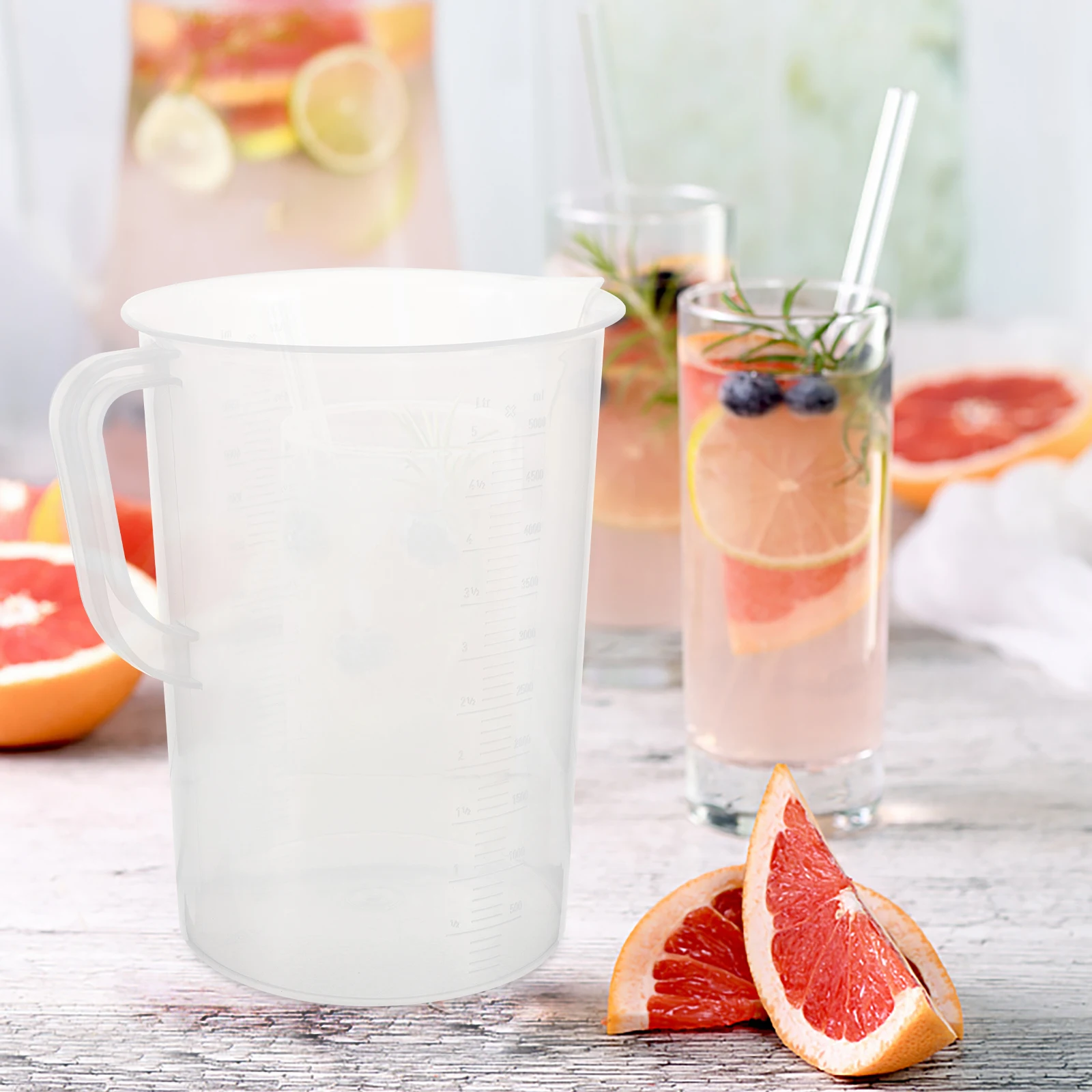 

Plastic Measuring Cup 5000ml Large Capacity Graduated Surface Anti Scald Handle Easy Reading Smooth Storage Dessert Making Oil