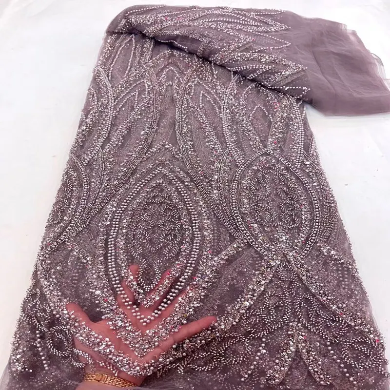 

High-End Handmade Lace Fabric Embroidery French Lace Luxury Nigerian Mesh Lace Fabric For Party ML8698