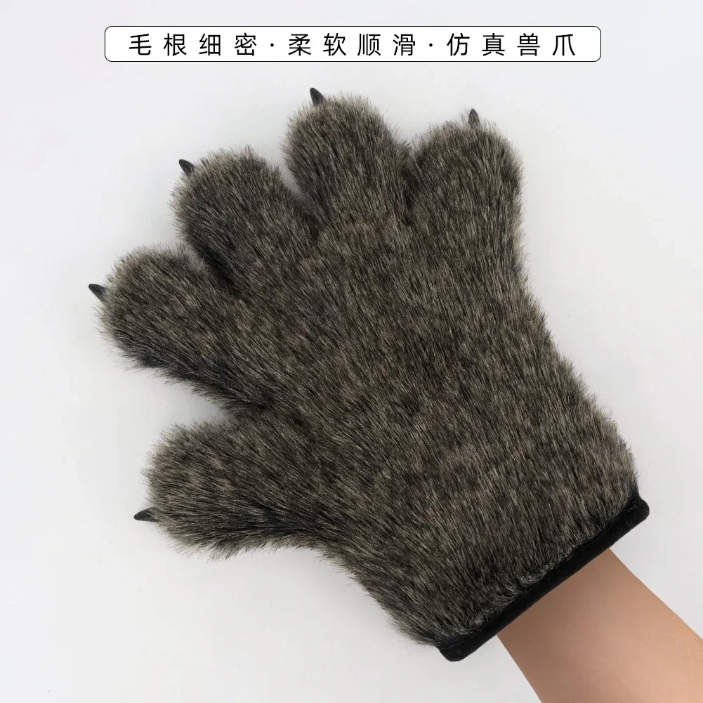 Halloween Wolf Gloves Tail Men Women Fashion Cosplay Costumes Props Plush Emulation Animal Tail Handmade Party Movie Toy Gift