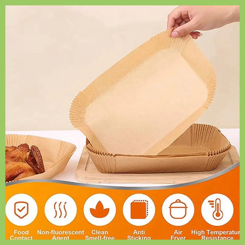 

A56T-200 Pcs Foodi Airfryer Kitchen Cooking Accessories Rectangular Air Fryer Paper Special Disposable Bakeware For Ninja