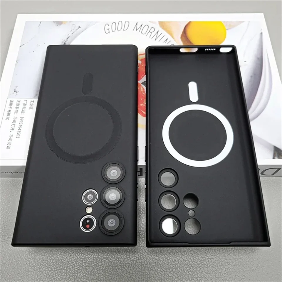Funda Magnética Mate de Lujo para Samsung S25 S24 S23 S22 Ultra S21 S20 Plus, Compatible con Note 20 Ultra, Magsafe 3