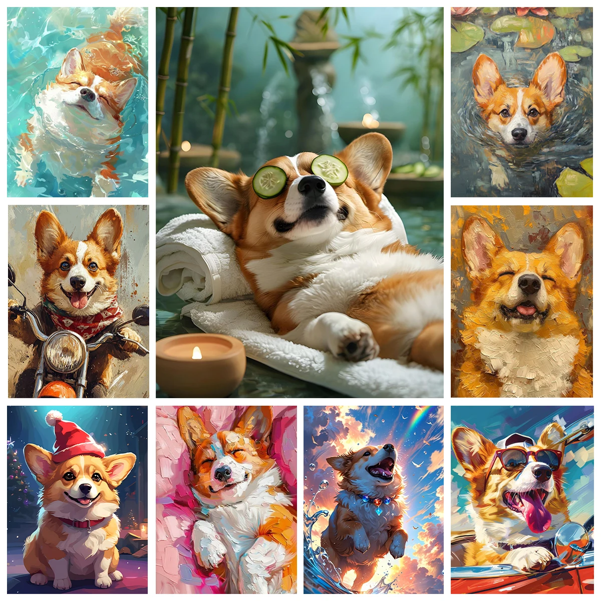 

Корги DIY цифровая картина маслом красочная ручная роспись животное искусство домашнее украшение стены простое ремесло