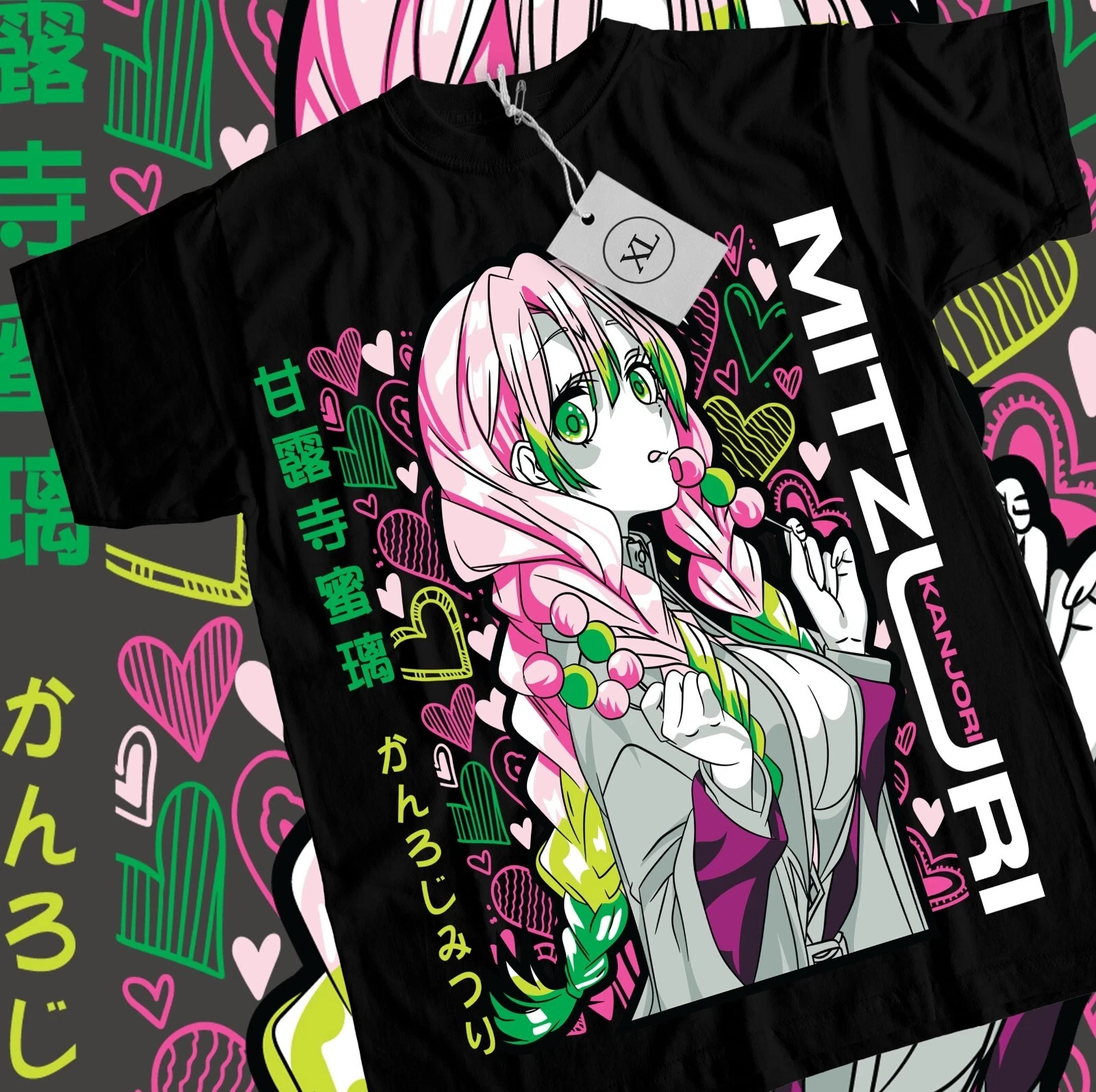 2026 Sommer Demon Slayer Anime Kanroji Mitsuri Bedrucktes lockeres Kurzarm-T-Shirt aus reiner Baumwolle für Kinder, Unisex, lässig, Y2K