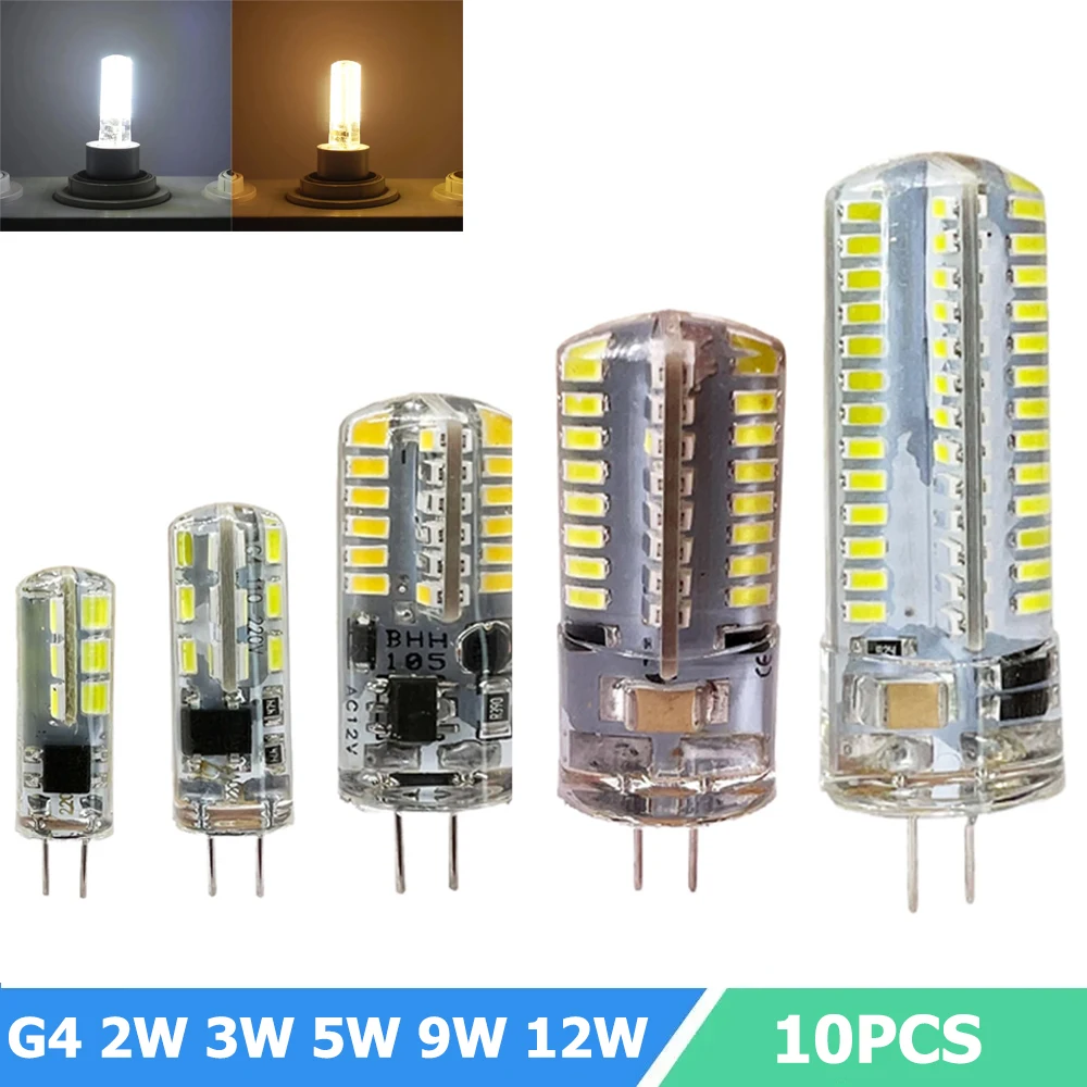 

1​0pcs/Set Mini G4 LED Corn Light 2W 3W 5W 9W 12W 3000-6000K LED Light Bulb 12V 220V Silicone Lamp Halogen Light Replacement