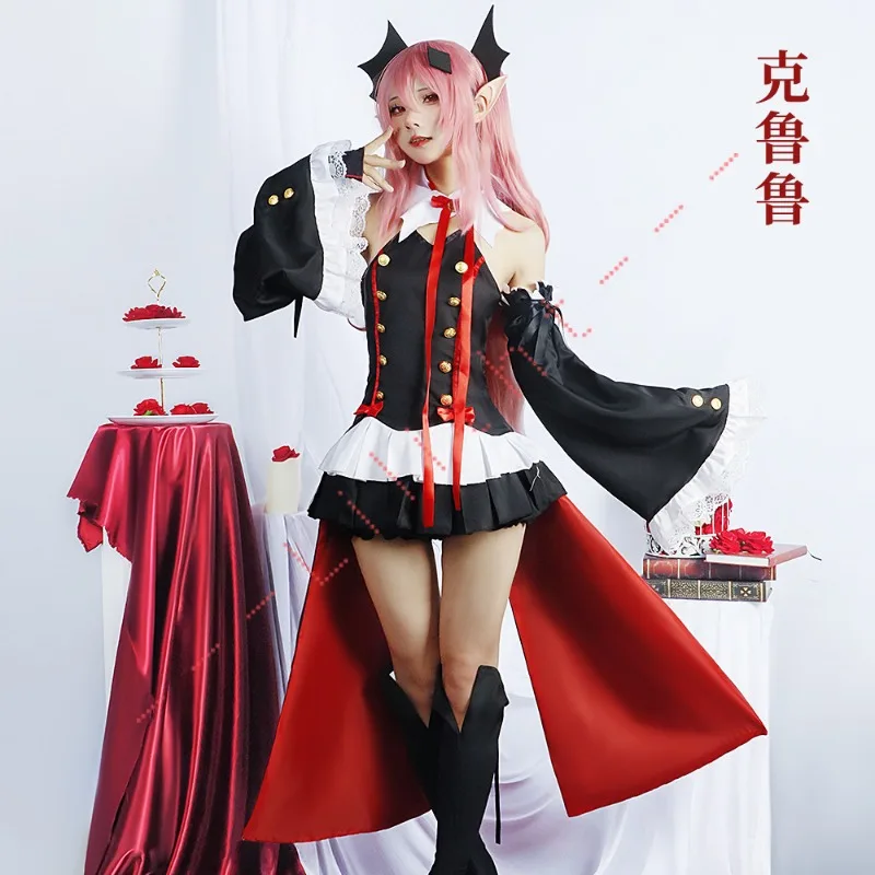 Serafin Of The End Owari no Seraph Krul Tepes przebranie na karnawał mundurowa peruka Cosplay Anime kostium na Halloween wampirów czarownic dla kobiet