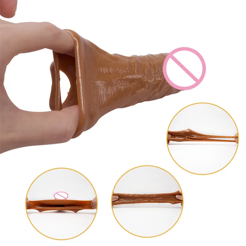 Reusable Silicone Condom Enlargement Penis Sleeve Extender Enhancer Penis Cocks Cover Adult Sex Toys For Men Sexual Tools