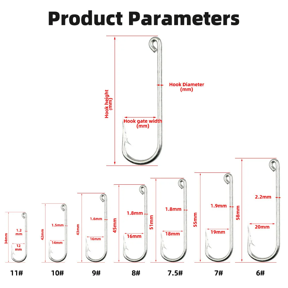 Picture 3: 10pcs Fishing Hooks Stainless Steel Round Haddock Hooks