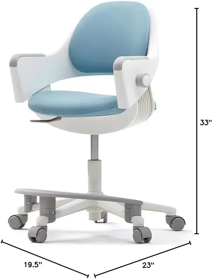 Ringo Kids Desk Chair : Ergonomic Kids Chair with Footrest, 4-Step Growing Function, Adjustable Seat Height, Sit-Locking Casters