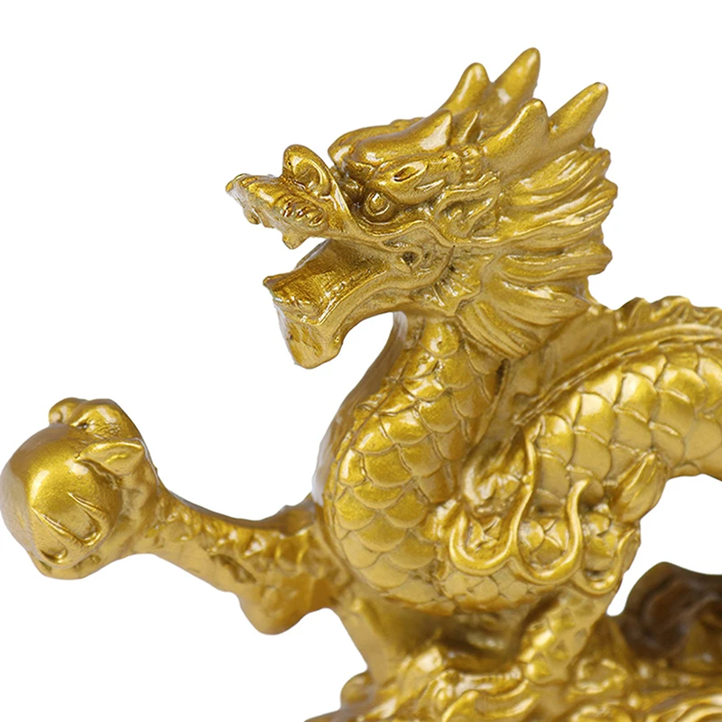 Good Lucky Dragon Chinese Twaalf Zodiac Standbeeld Goud Dragon Standbeeld Dieren Sculptuur Beeldjes Desktop Decoratie